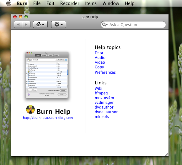 Burn screenshot